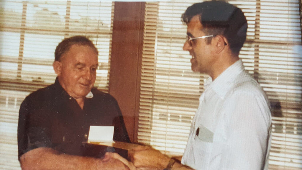 Current CEO and past president of Gunter, Norman Besheer, with the first Gunter employee