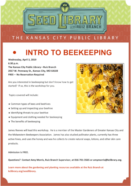 Intro to beekeeping by the Seed Library at the Kansas City Public Library