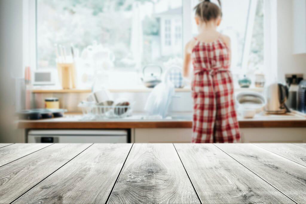 Focus On High-Risk Areas. Wooden Kitchen Table.