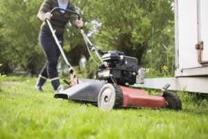 Keep mowing regularly. Mowing a lawn in Kansas City.