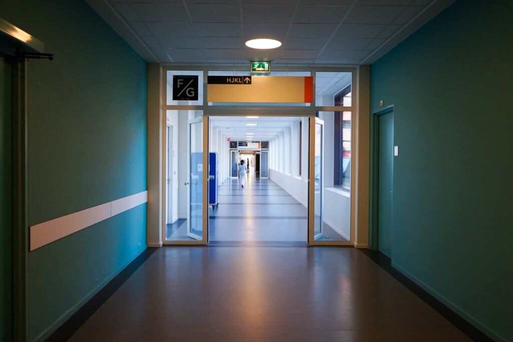 Hospital sterile hallway.