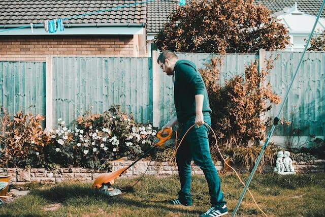 Man treating common lawn diseases.