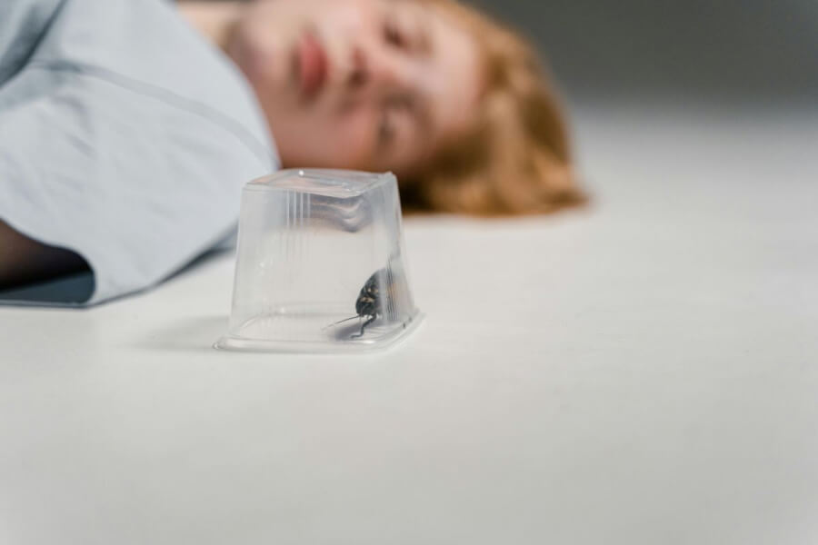 When To Call A Professional Exterminator | Gunter Pest & Lawn Woman on the floor next to a cup.