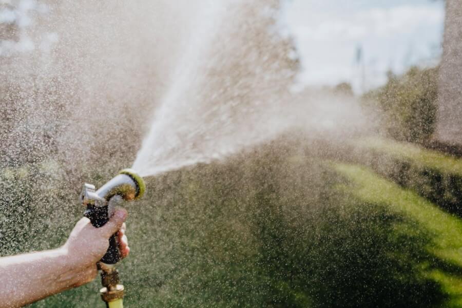 Water coming out of a spray hose